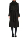 Cole Haan Women's Tie-waist Wool-blend Coat In Black