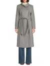 Cole Haan Women's Tie-waist Wool-blend Coat In Gray