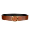 Cole Haan Women's Two-in-one Center Bar Reversible Leather Belt In Brown