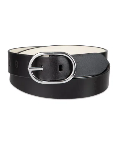 Cole Haan Women's Two-in-one Center Bar Reversible Leather Belt In Black