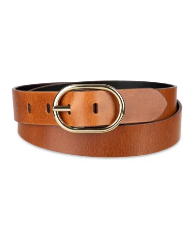 Cole Haan Women's Two-in-one Center Bar Reversible Leather Belt In Brown