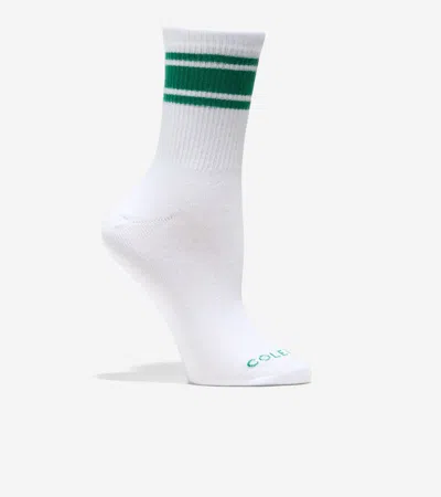 Cole Haan Women's Varsity Stripe Mid Crew Socks - White