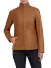 Cole Haan Wing Collar Leather Jacket In Hazelnut