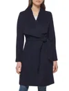 Cole Haan Wool Blend Tie Waist Coat In Navy