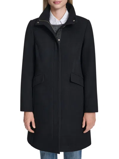Cole Haan Women's Wool-blend Zip Coat In Black