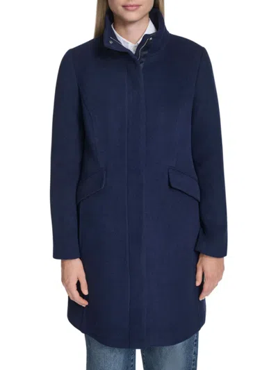 Cole Haan Women's Wool-blend Zip Coat In Blue