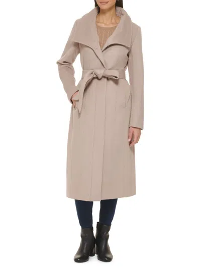 Cole Haan Women's Wool Blend Zip Up Coat In Brown