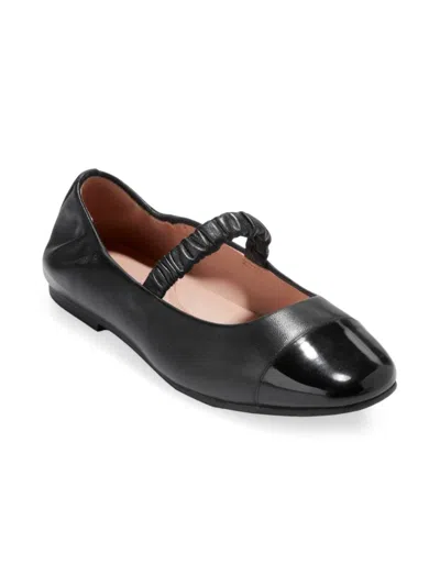 Cole Haan Women's Yvette Leather Ballet Flats In Black Leather,black Patent Leather