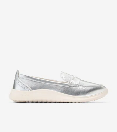 Cole Haan Zerogrand Meritt Leather Loafers In Silver/ivory