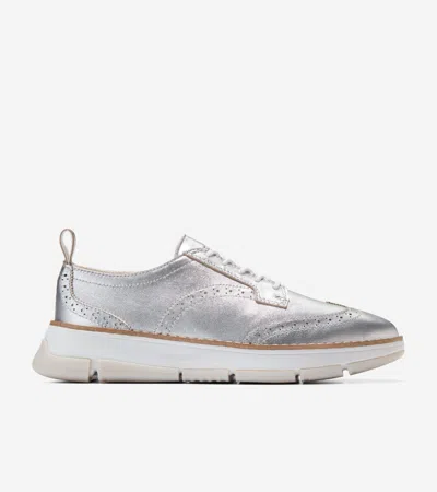 Cole Haan Women's Zerøgrand Rella Wingtip Oxford Shoes - Silver Size 9.5