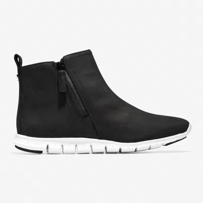 Cole Haan Women's Zerogrand Waterproof Ankle Boots Booties In Black Nubuck/white