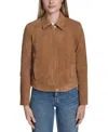 Cole Haan Women's Zip Front Suede Jacket In Brown