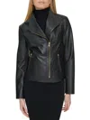 Cole Haan Women's Zip Up Leather Jacket In Black