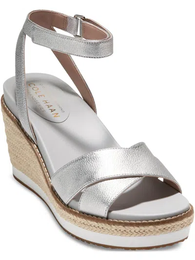 Cole Haan Womens Embossed Ankle Strap Pumps In Metallic