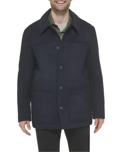 Cole Haan Wool-blend Coat In Blue