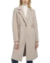 Cole Haan Wool-blend Pant Coat With Notched Lapel In White
