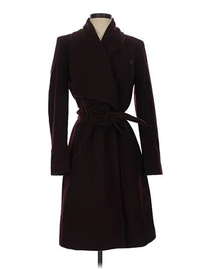 Pre-owned Cole Haan Wool Coat In Burgundy