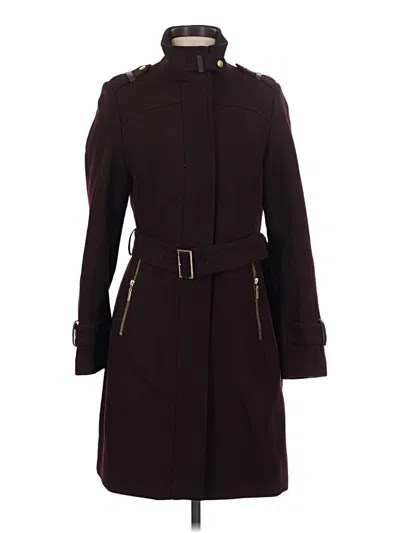 Pre-owned Cole Haan Wool Coat In Burgundy