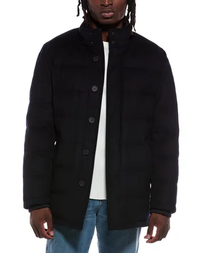 Cole Haan Wool-blend Down Coat In Blue