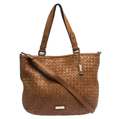 Cole Haan Woven Leather Tote In Brown
