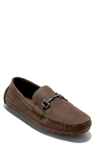 Cole Haan Wyatt Leather Bit Driver Loafer In Chocolate Truffle Nubuck