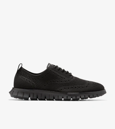 Cole Haan Mens Black Zerøgrand Wingtip Stitchlite Knitted Oxford Shoes In Black Stitchlite