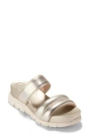 Cole Haan Zerogrand Double Band Slide Sandal In Soft Gold Talca/ivory