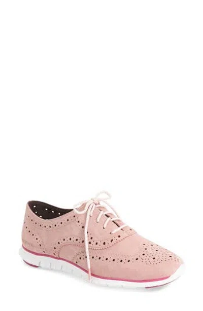 Cole Haan 'zerogrand' Perforated Wingtip In Blossom Suede/white
