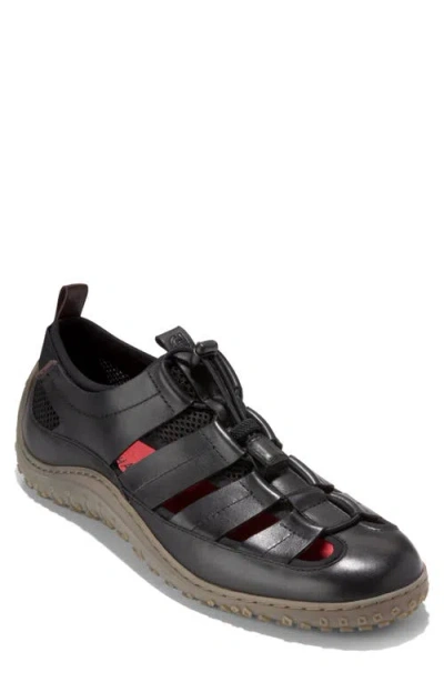 Cole Haan Zerogrand Tidetrek Fisherman Sandal In Black/black