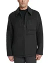 Cole Haan Felt Zip Front Shirt Jacket In Charcoal