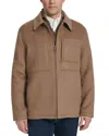 Cole Haan Felt Zip Front Shirt Jacket In Mushroom