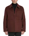 Cole Haan Felt Zip Front Shirt Jacket In Wine