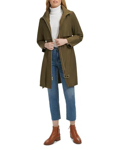 Cole Haan Packable Belted Trench Coat In Green