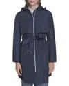 Cole Haan Zip Up Trench Coat In Blue