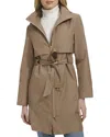 Cole Haan Zip Up Trench Coat In Brown