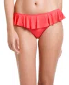 Cole Of California Core Solids Ruffle Hipster In Coral In Pink