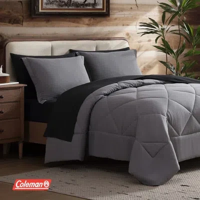 Coleman ® 5 Piece Reversible Comforter & Sheet Set, All Season Bedding Set - Twin, Black/grey In Gray