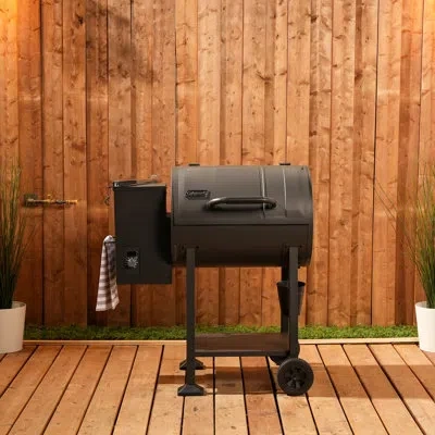 Coleman Cookout 700 Pellet Grill With 690-sq. In. Total Cooking Surface, 2-wheel Cart And Shelf In Black