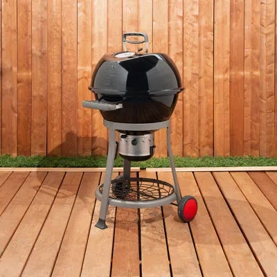 Coleman Cookout Kettle Charcoal Grill With 380-sq. In Total Cooking Surface, Wheels, Shelf, Portable In Matte Black