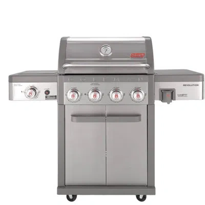 Coleman Revolution 4-burner 50,000 Btu Bbq Gas Grill, Side Burner, 680-sq. In. Total Cooking Surface In Stainless Steel