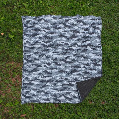 Coleman Water Resistant Indoor/outdoor Reversible Throw 50x70 - Nylon And Sherpa Diamond Quilted - Picnic, B In Blue,black,gray