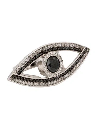 Pre-owned Colette 18k Diamond Evil Eye Ring In Multi