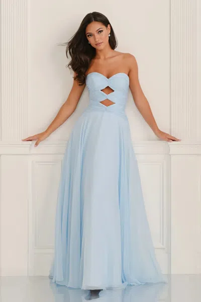 Colette By Daphne Cl6113 A Line Long Formal Prom Dress In Blue