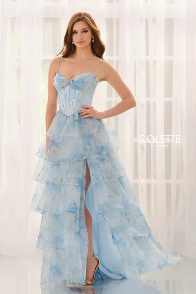 Colette By Daphne Cl6123 Ball Gown Formal Long Prom Dress In Blue