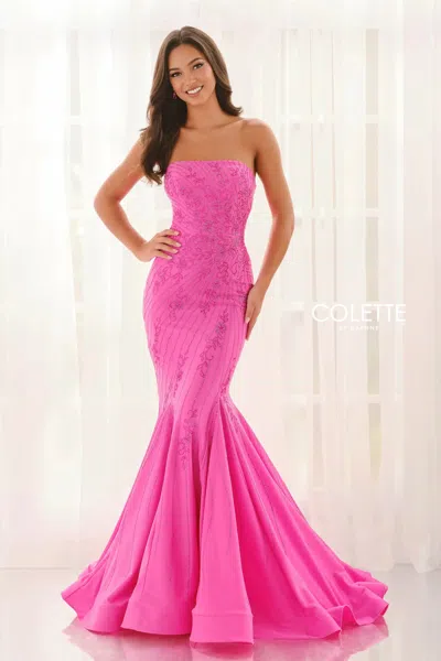 Colette By Daphne Cl6195 Mermaid Formal Long Prom Dress In Pink