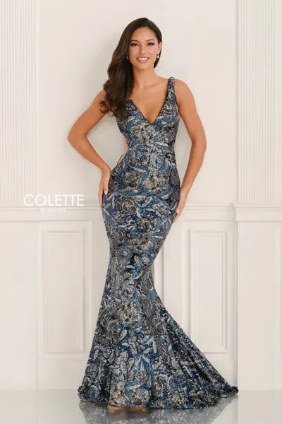Colette By Daphne Cl6209 Long Fitted Formal Prom Dress In Multi