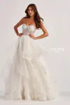 Colette By Daphne Cl8200 Long Glitter Ball Gown Formal Prom Dress In White