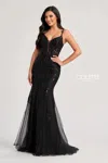Colette By Daphne Cl8210 Beaded Long Sequin Glitter Formal Prom Dress In Black