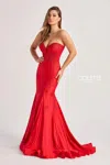 Colette By Daphne Cl8445 Long Mermaid Formal Evening Prom Dress In Red