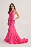 Colette By Daphne Cl8455 Long Ruched Mermaid Formal Prom Dress In Pink